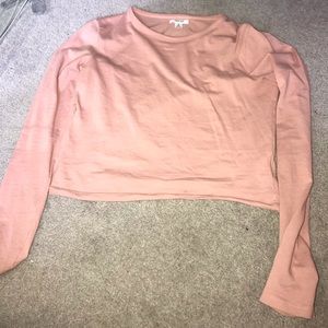 Ardene pink cropped long sleeve tee